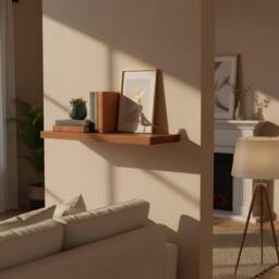 Harbour Housewares 60cm Floating Wall Shelf - Wall Mounted Shelf for Storage & Display in Walnut - thumbnail 2