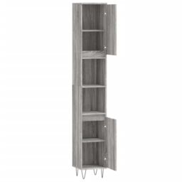 Berkfield Home Bathroom Cabinet Grey Sonoma 30x30x190 cm Engineered Wood - Size: 30 x 30 x 190 cm - thumbnail 6