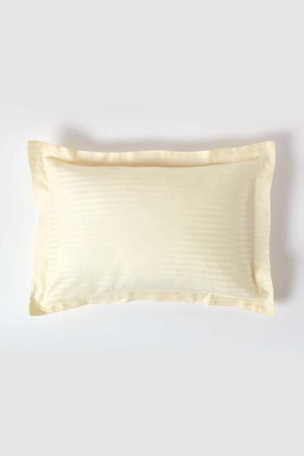 Homescapes Egyptian Cotton Satin Stripe Oxford Pillowcase 330 TC in Bright Yellow - image 1