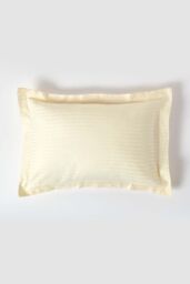 Homescapes Egyptian Cotton Satin Stripe Oxford Pillowcase 330 TC in Bright Yellow