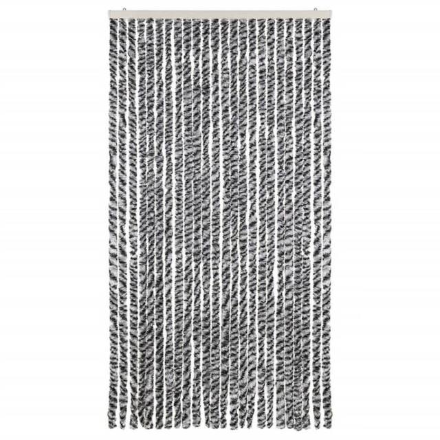 Berkfield Home Soft Fly Curtain Grey & Black & White 100x200 cm Chenille - image 1