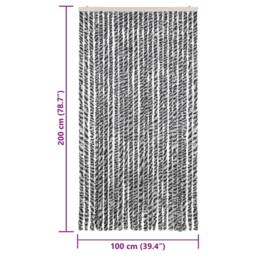 Berkfield Home Soft Fly Curtain Grey & Black & White 100x200 cm Chenille - thumbnail 7