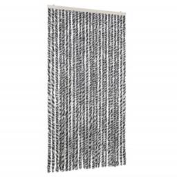 Berkfield Home Soft Fly Curtain Grey & Black & White 100x200 cm Chenille - thumbnail 3
