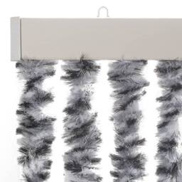 Berkfield Home Soft Fly Curtain Grey & Black & White 100x200 cm Chenille - thumbnail 4