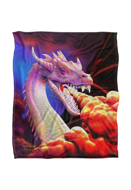 JQ Licensing Royce Mcclure Dragon Fire Silky Touch Super Soft Throw Blanket 152 X 127 cm in White - image 1