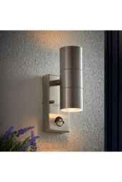 Netlighting Canon PIR 2 Light Outdoor Up Down Wall Light Clear Glass Polished Stainless Steel IP44 GU10 - thumbnail 2