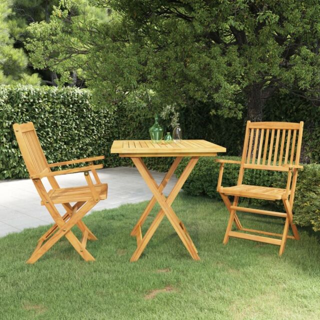 Berkfield Home 3 Piece Folding Garden Dining Set Solid Acacia Wood in Brown - image 1