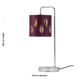 First Choice Lighting Set of 2 Chrome Arched Table Lamps with Burgundy Fern Cut Out Shades in Silver - thumbnail 7