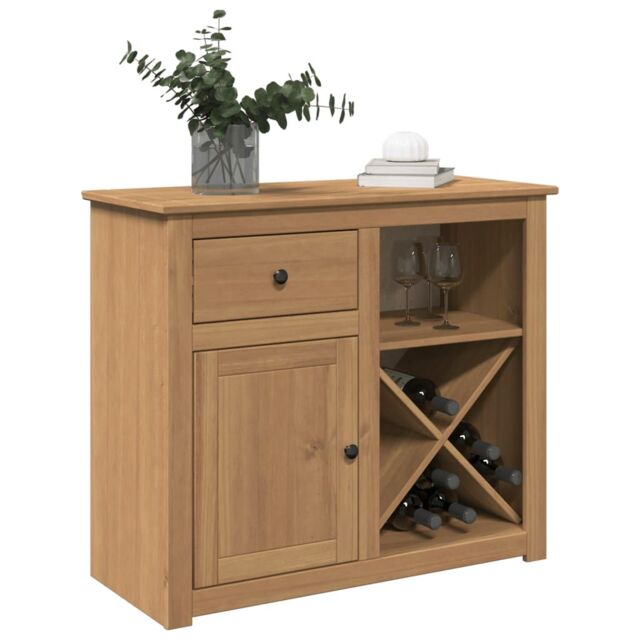 Berkfield Home Sideboard with Drawer Panama 93x40x80 cm Solid Wood Pine in Brown - Size: 93 x 40 x 80 cm - image 1