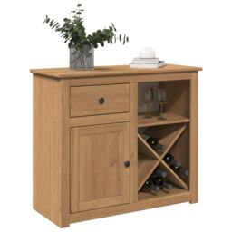Berkfield Home Sideboard with Drawer Panama 93x40x80 cm Solid Wood Pine in Brown - Size: 93 x 40 x 80 cm