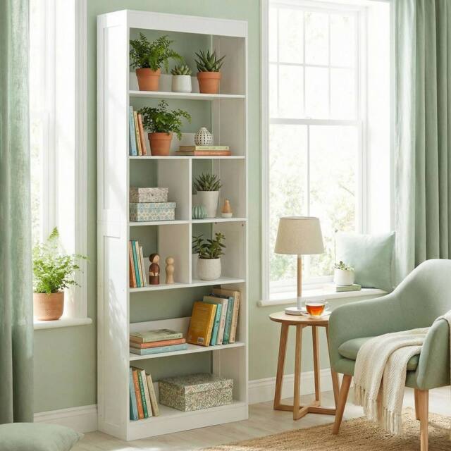 HOMCOM Bookcase, 6-Tier Bookshelf with Anti-Tipping Design, White - image 1