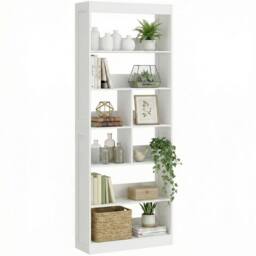 HOMCOM Bookcase, 6-Tier Bookshelf with Anti-Tipping Design, White - thumbnail 2