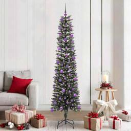 Berkfield Home Artificial Christmas Tree with 300 LEDs Green 58 x 58 x 210 cm - thumbnail 1