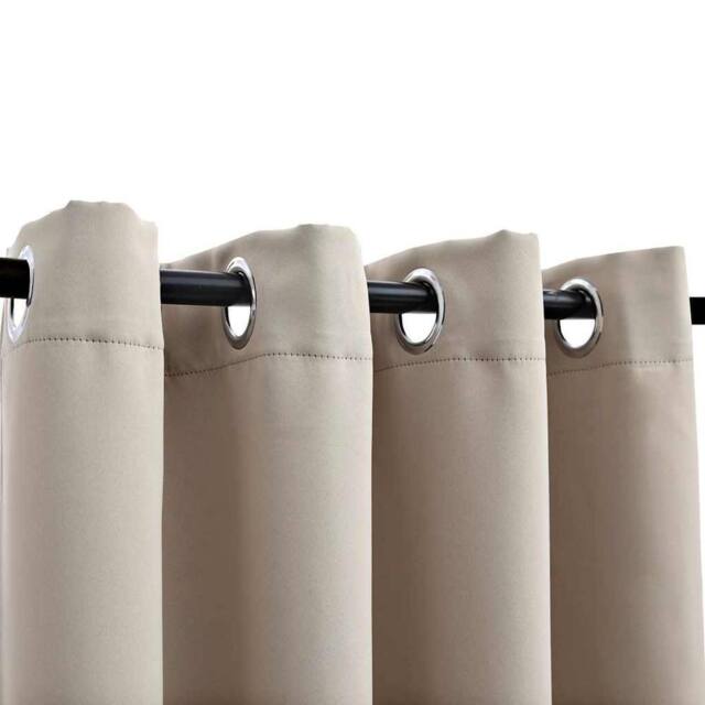 Berkfield Home Elegant Blackout Curtains with Metal Rings 2 pcs Beige 140x175 cm - image 1