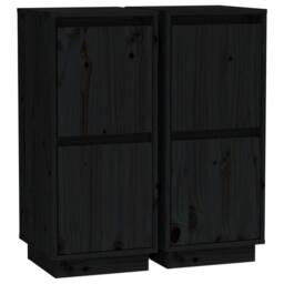 Berkfield Home Sideboards 2 pcs Black 31.5x34x75 cm Solid Wood Pine - thumbnail 3