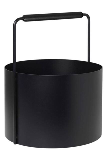 Blomus Ashi Firewood Steel Basket/Holder with Oak Handle - Black - image 1