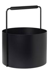 Blomus Ashi Firewood Steel Basket/Holder with Oak Handle - Black - thumbnail 1