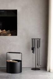 Blomus Ashi Firewood Steel Basket/Holder with Oak Handle - Black - thumbnail 4