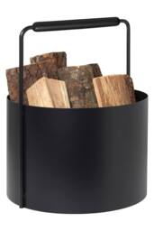 Blomus Ashi Firewood Steel Basket/Holder with Oak Handle - Black - thumbnail 2