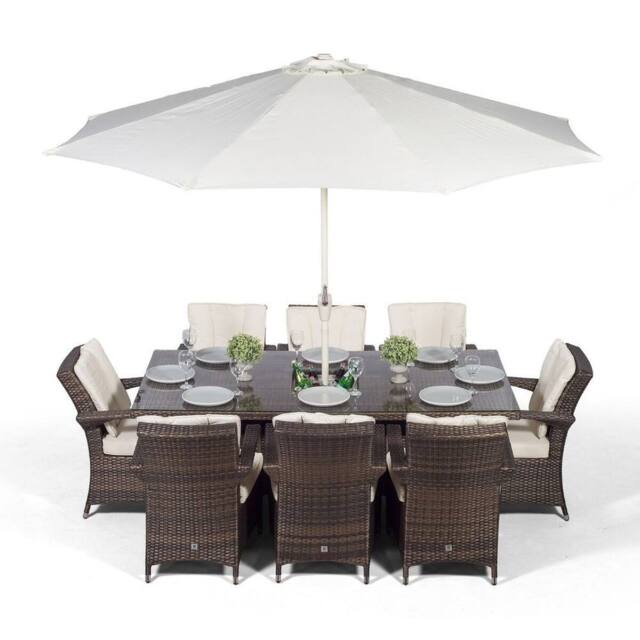 Thats Furniture Arizona Rectangle 8 Seat Rattan Dining Set Ice Bucket Drinks Cooler in Brown - image 1