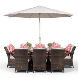 Thats Furniture Arizona Rectangle 8 Seat Rattan Dining Set Ice Bucket Drinks Cooler in Brown - thumbnail 3