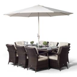 Thats Furniture Arizona Rectangle 8 Seat Rattan Dining Set Ice Bucket Drinks Cooler in Brown - thumbnail 2
