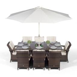 Thats Furniture Arizona Rectangle 8 Seat Rattan Dining Set Ice Bucket Drinks Cooler in Brown - thumbnail 1