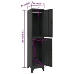 Berkfield Home Locker Cabinet Anthracite 38x45x180 cm Steel in Black - Size: 38 x 45 x 180 cm - thumbnail 8
