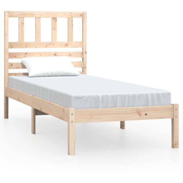 Berkfield Home Bed Frame Solid Wood Pine 90x200 cm in Light Tan - image 1
