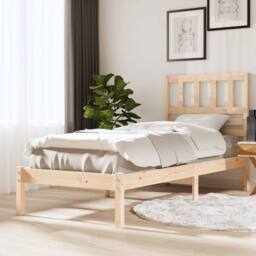 Berkfield Home Bed Frame Solid Wood Pine 90x200 cm in Light Tan - thumbnail 2