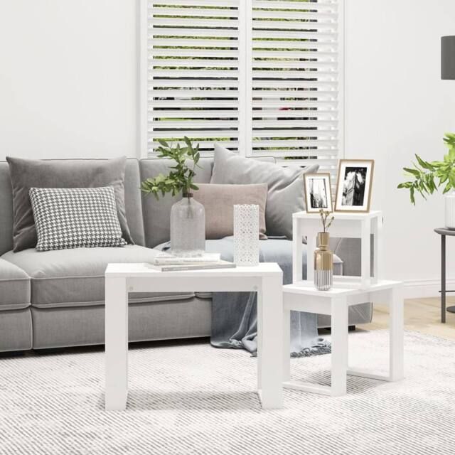 Berkfield Home Nesting Tables 3 pcs White Engineered Wood - image 1
