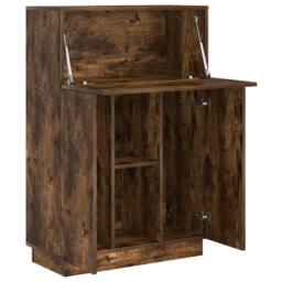 Berkfield Home Smoked Oak Writing Desk Smoked oak Engineered wood Standard in Brown - thumbnail 5