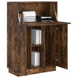 Berkfield Home Smoked Oak Writing Desk Smoked oak Engineered wood Standard in Brown - thumbnail 1