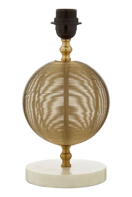 Orsina Round Gold Finish Table Lamp, Semi-Transparent Wire Globe Table Light With White Marble Base - image 1