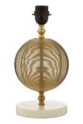 Orsina Round Gold Finish Table Lamp, Semi-Transparent Wire Globe Table Light With White Marble Base