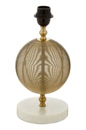 Orsina Round Gold Finish Table Lamp, Semi-Transparent Wire Globe Table Light With White Marble Base - thumbnail 4