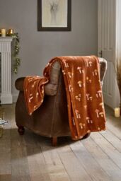Deyongs Toadstool Scatter Throw Rust - Mushroom Print Autumn Fleece Blanket 140x180cm - 1846 in Terracotta - Size: 140 cm x 180 cm - thumbnail 1