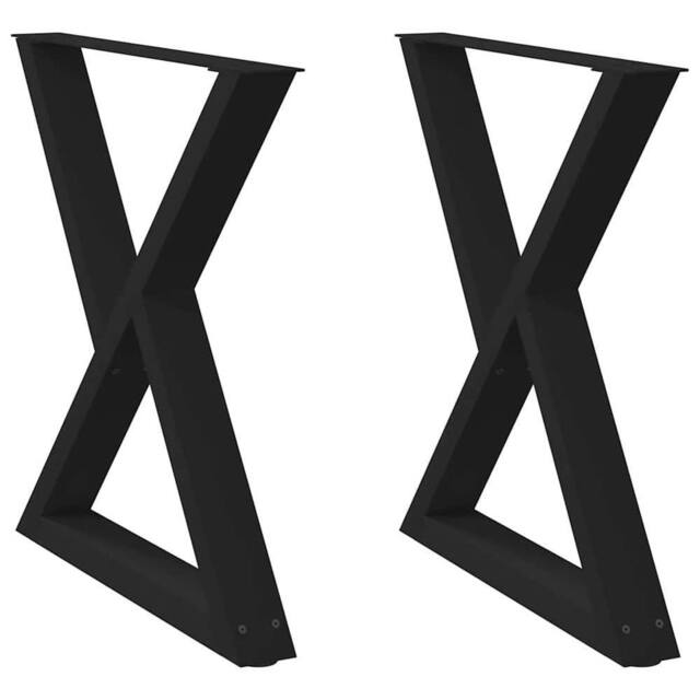Berkfield Home Dining Table Legs 2 pcs Black 80x(72-73.3) cm Steel - image 1