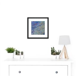 Artery8 Iridescent Abstract Bright Metal 8X8 Inch Square Wooden Framed Wall Art Print Picture with Mount in Black - thumbnail 2