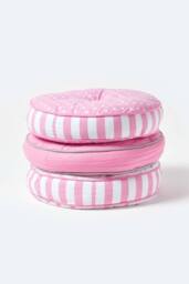 Homescapes Pink Hearts & Stripes Round Floor Cushion - thumbnail 6