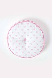 Homescapes Pink Hearts & Stripes Round Floor Cushion - thumbnail 3