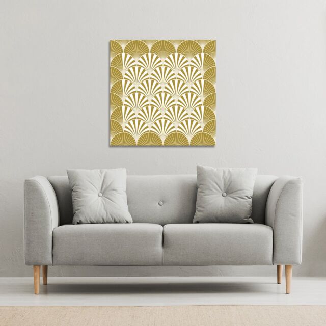 Benjamin Tate Design Golden Semi Circles (Canvas Print) / 46 x 46 x 4cm in Natural - Size: 46 x 46 x 4 cm - image 1