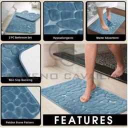 GAVENO CAVAILIA 2PC Pebble Memory Bath Set in Aqua - Size: Bath Mat - thumbnail 2