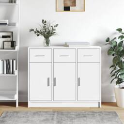 Berkfield Home Sideboard White 91x28x75 cm Engineered Wood - Size: 91 x 28 x 75 cm - thumbnail 2