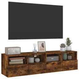 Berkfield Home TV Wall Cabinets 2 pcs Smoked Oak 60x30x30 cm Engineered Wood in Brown - Size: 60 x 30 x 30 cm - thumbnail 6