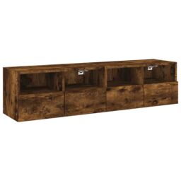 Berkfield Home TV Wall Cabinets 2 pcs Smoked Oak 60x30x30 cm Engineered Wood in Brown - Size: 60 x 30 x 30 cm - thumbnail 2