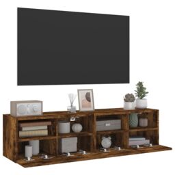 Berkfield Home TV Wall Cabinets 2 pcs Smoked Oak 60x30x30 cm Engineered Wood in Brown - Size: 60 x 30 x 30 cm - thumbnail 5