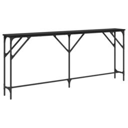 Berkfield Home Sturdy Console Table Black Oak 180x23x75 cm Engineered Wood - Size: 180 x 23 x 75 cm - thumbnail 3