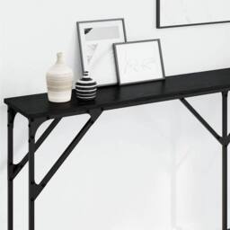 Berkfield Home Sturdy Console Table Black Oak 180x23x75 cm Engineered Wood - Size: 180 x 23 x 75 cm - thumbnail 4