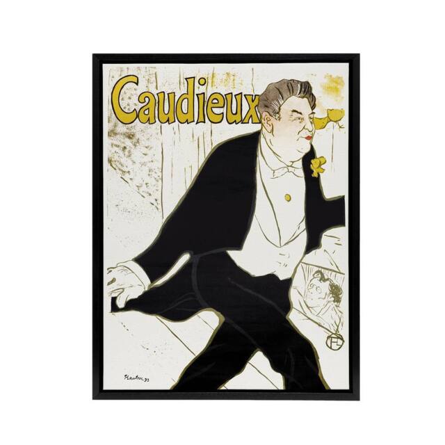 "Artery8 Caudieux Artist Portrait Framed Canvas Wall Art Print Toulouse Lautrec in White - Size: W12"" x H16""" - image 1